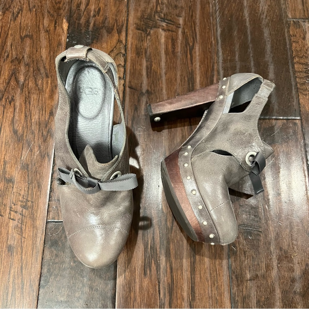 UGG Celestina Leather Platform High Heels Clogs with Studs